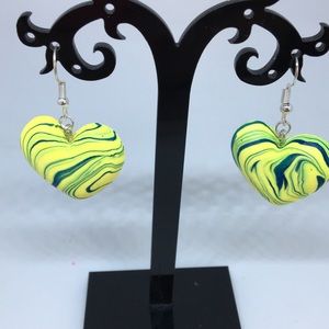 Unique Handmade Polymr Clay Hear Earrings